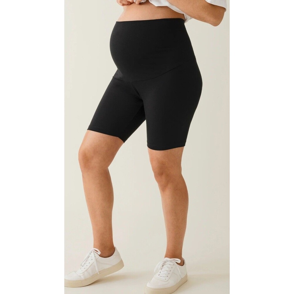 women's high-waisted black biker shorts, featuring a supportive...
